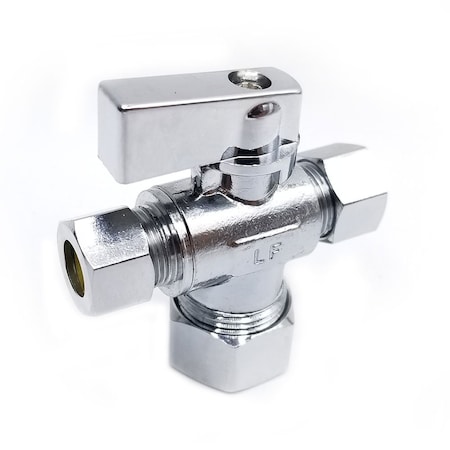 Thrifco Plumbing 5/8 Inch Comp x 3/8 Inch Comp x 3/8 Inch Comp Quarter Turn Brass  Angle Stop Valve 4406487